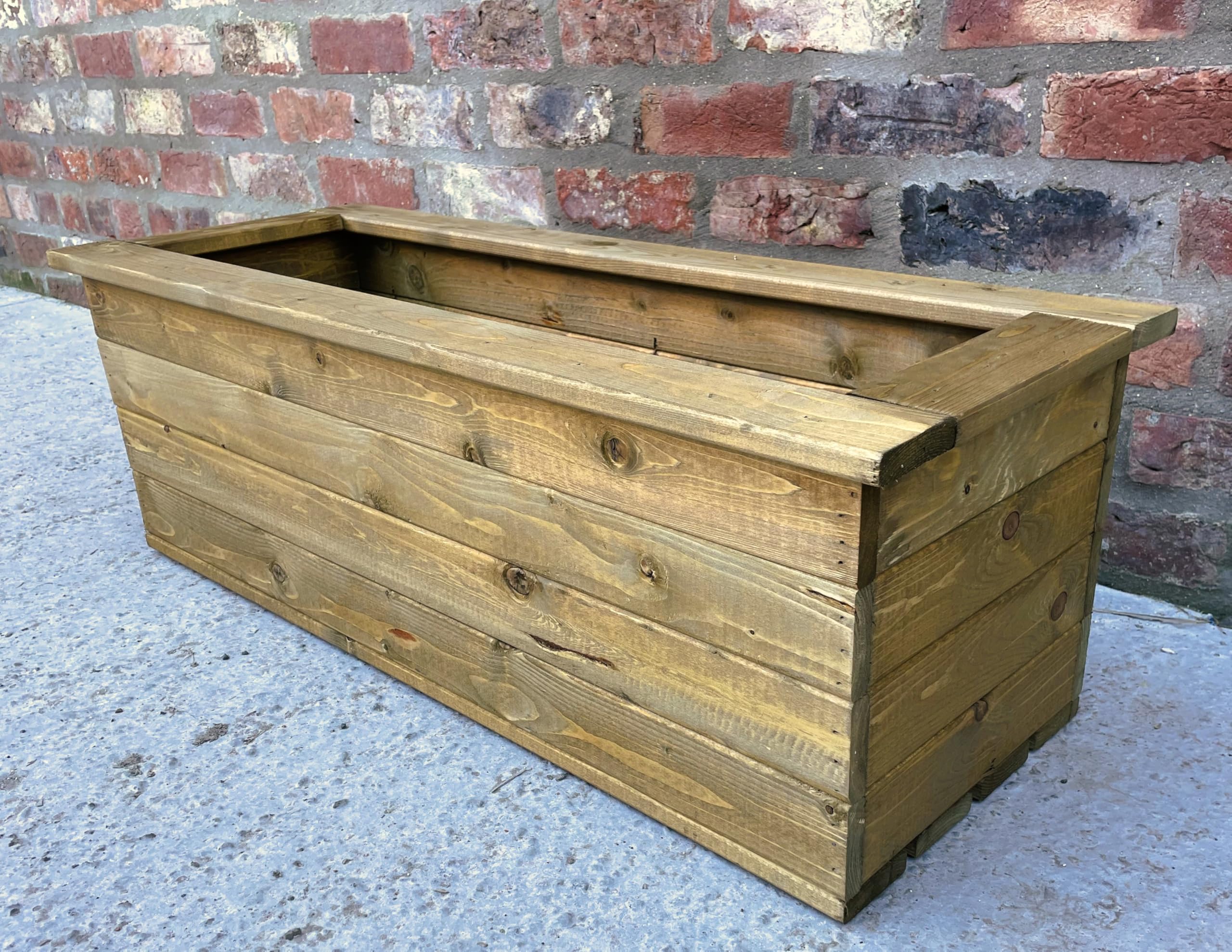 Ruddings Wood Brown Quality Large Planter Wooden Trough Garden Plant Flower Vegetable Container Tub