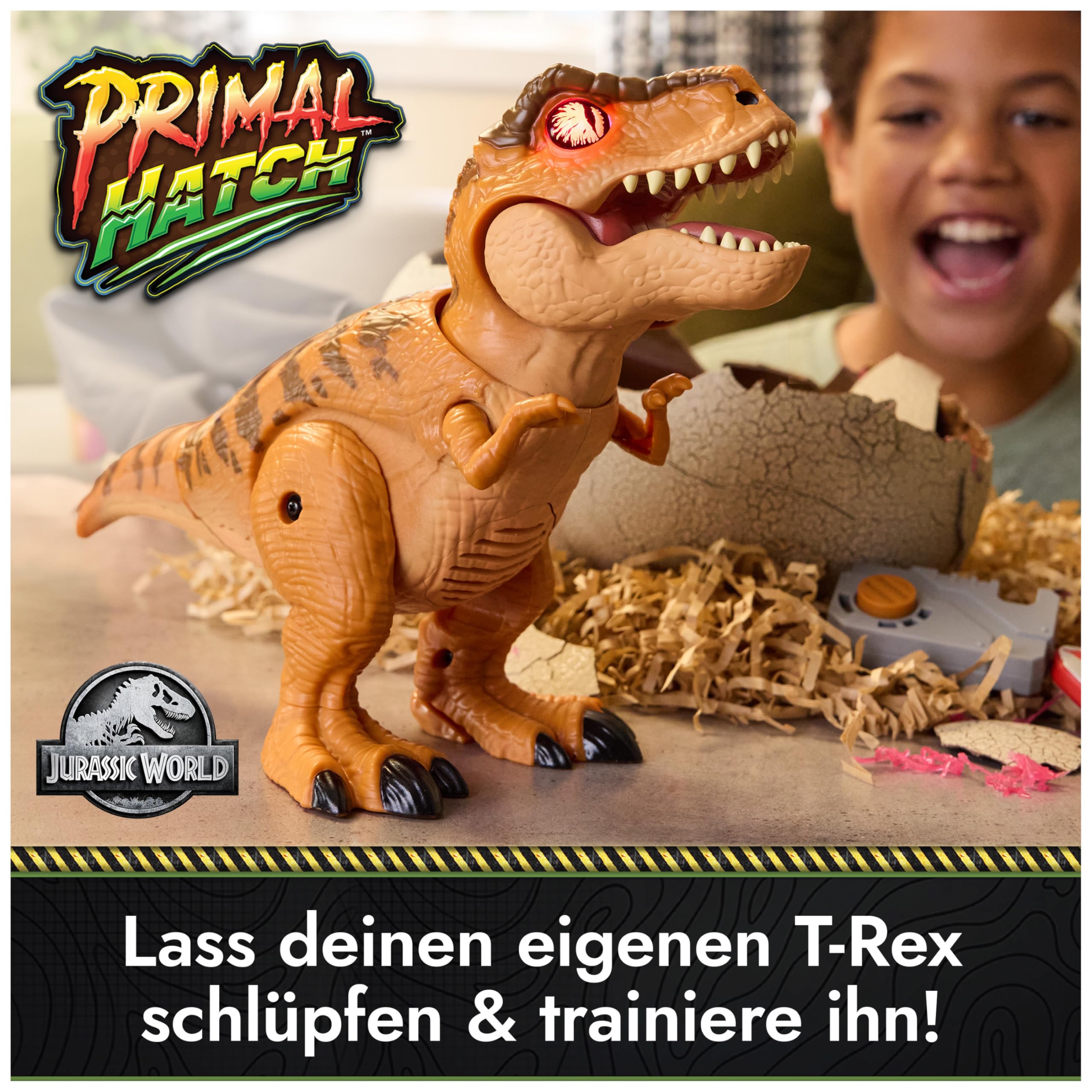 Primal Hatch – Jurassic World T-Rex im Ei, über 100 Soundeffekte und Reaktionen, interaktives Spielzeug für Kinder ab 5 Jahren