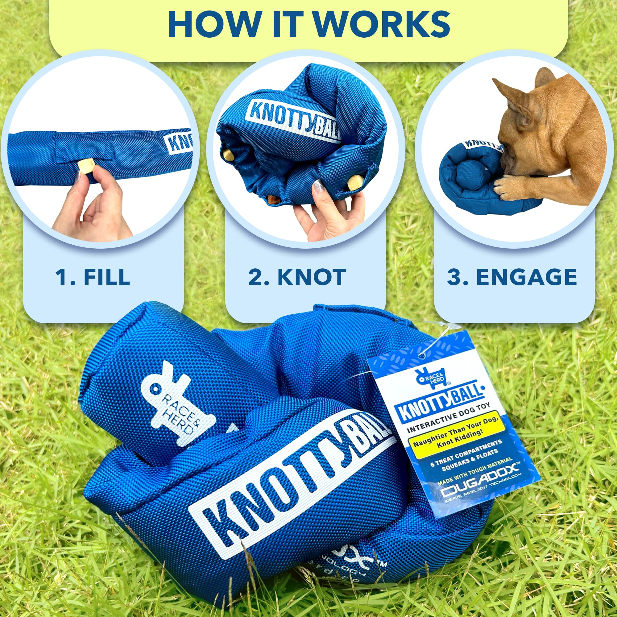 KnottyBall Hundespielzeug, interaktiver Schnüffelball und Puzzle-Spielzeug für Hunde jeder Größe, Schnüffelball, fördert natürliche Futtersuchfähigkeiten, langsames Füttern von Hunden, Anreicherung