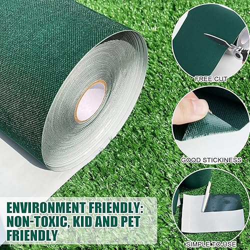 Miniatura 5 de Harciety Cinta de césped artificial resistente a la intemperie, autoadhesiva, de una cara, cinta de costura para alfombra, 6 pulgadas x 16 pies