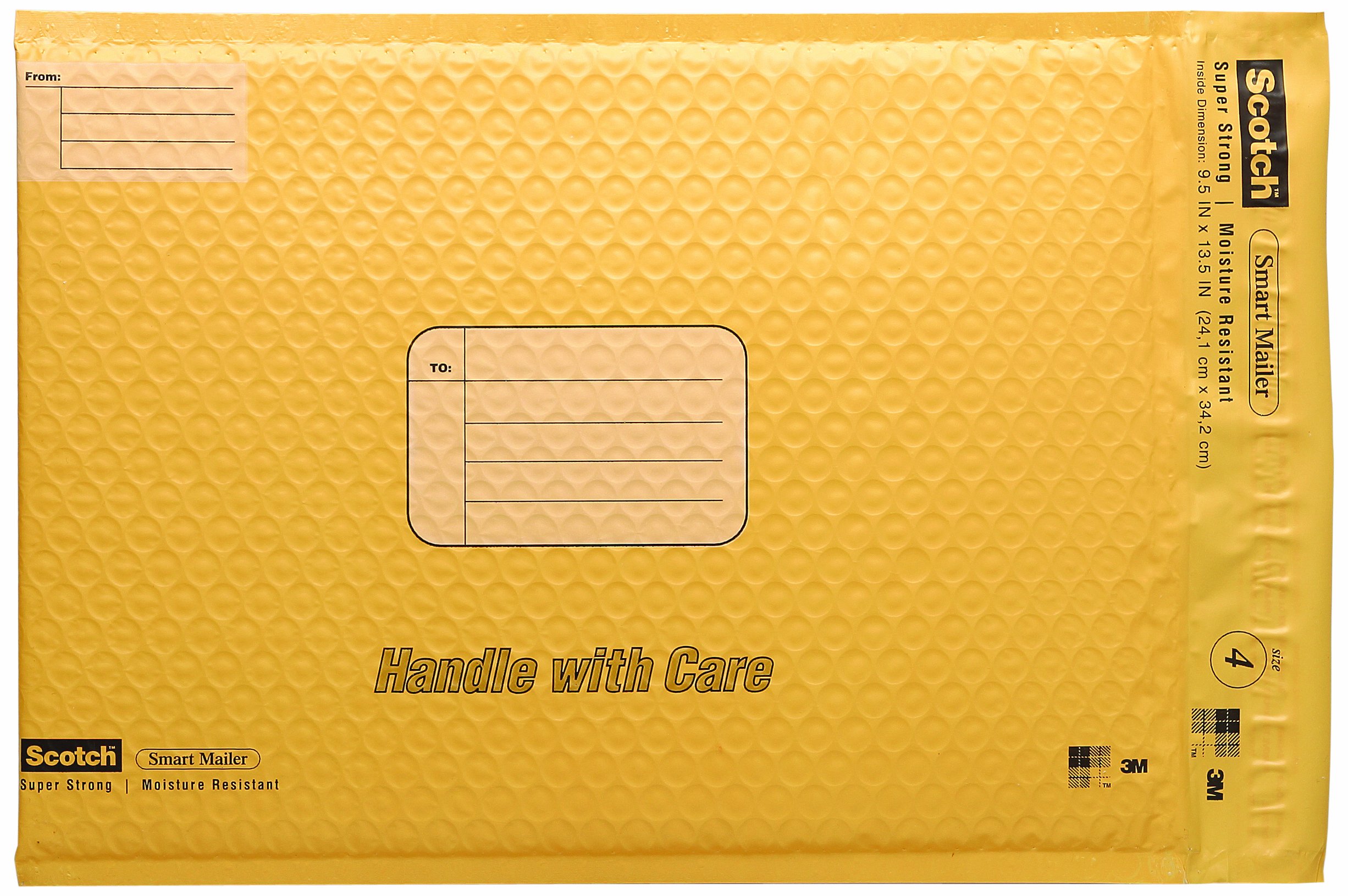 Scotch Plastic Bubble Mailer, 9.5 in x 13.5 in, Yellow, 10/Pack (8974)