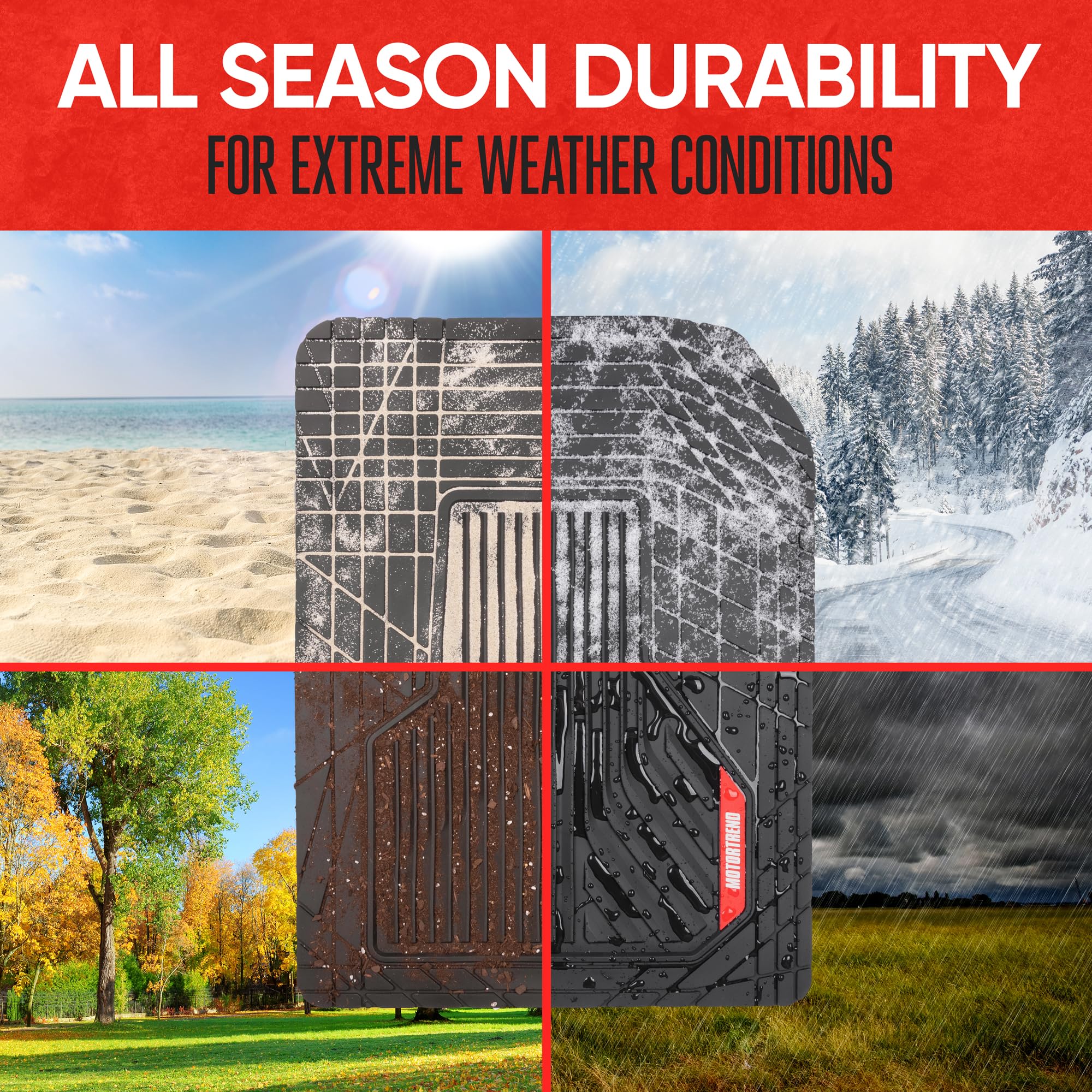 Motor Trend AdventureMax Car Floor Mats Full Set - Durable Rubber Floor Mats for Cars with Debris Capture — view 7