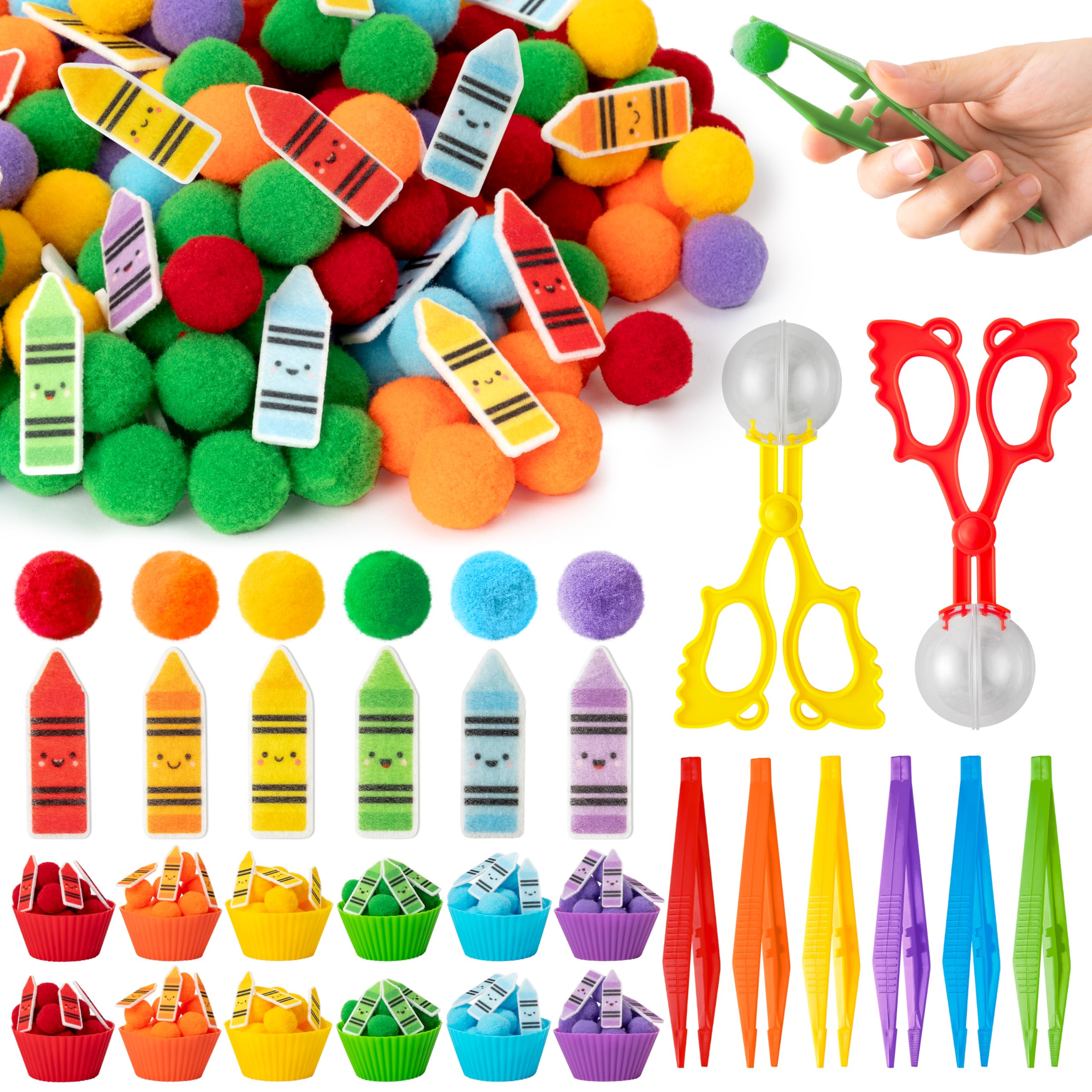 EZdhuawuse Crayon Sensory Bin Fillers, 321Pcs Back to School Fine Motor Set