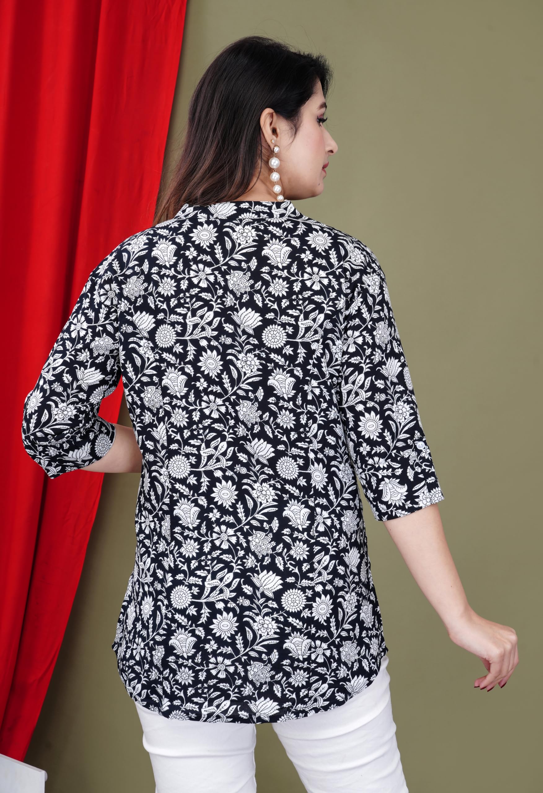 FebQ Printed Kaftan Sleeve Top for Women (Size : 2XL) - Image 2 thumbnail