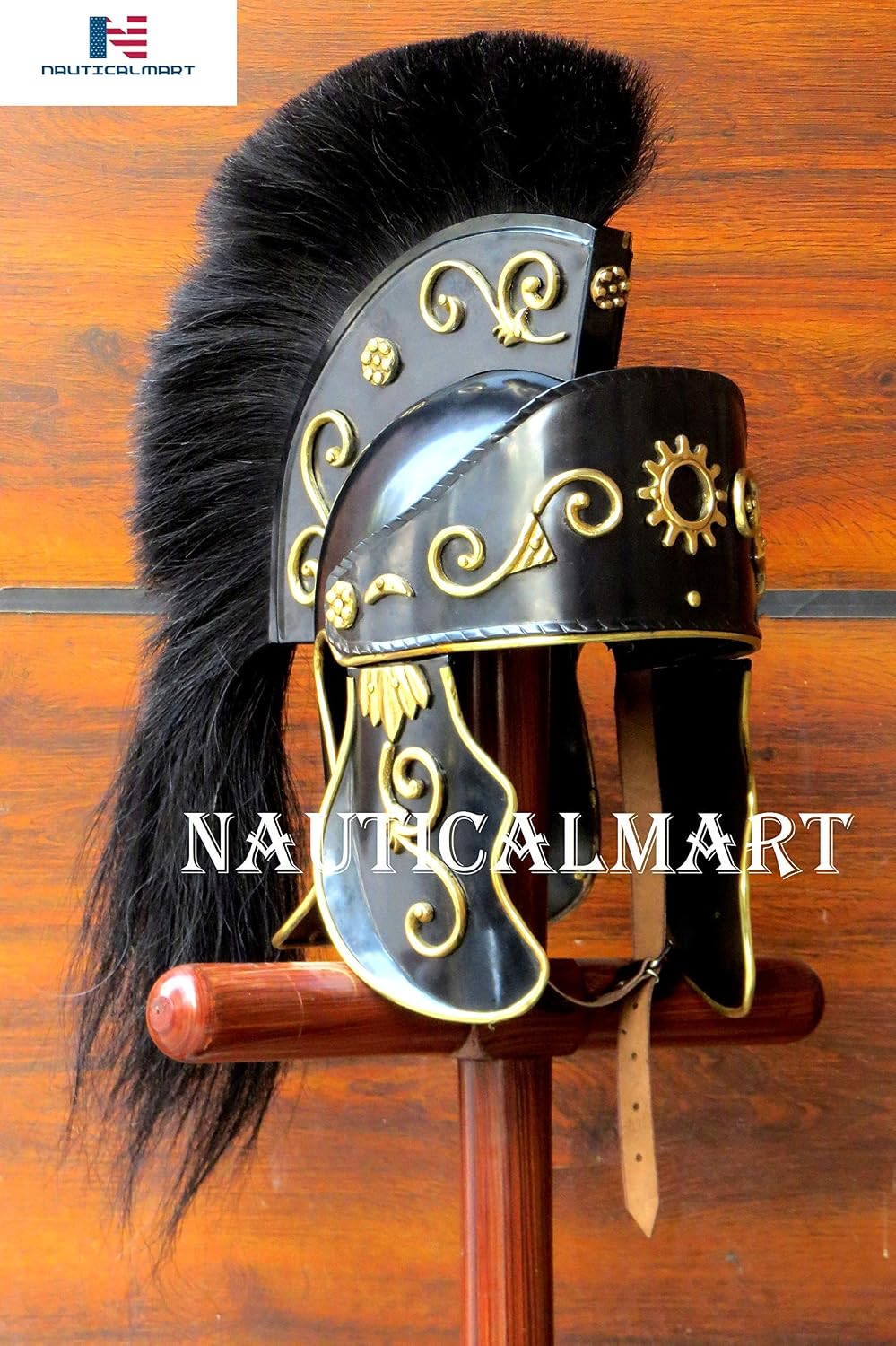 NauticalMart Greco-Roman Helmet with Black Crest Medieval Armor Helmet Halloween Costume