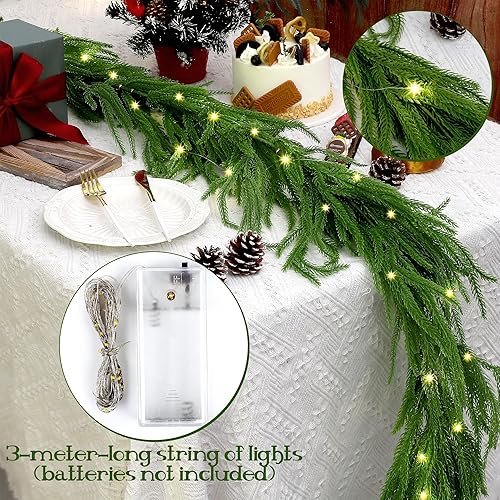 Miniatura 3 de Fovths Juego de 1 guirnalda de Navidad de Norfolk de 6 pies de largo, guirnalda de pino artificial de invierno, guirnalda de luz de imitación de