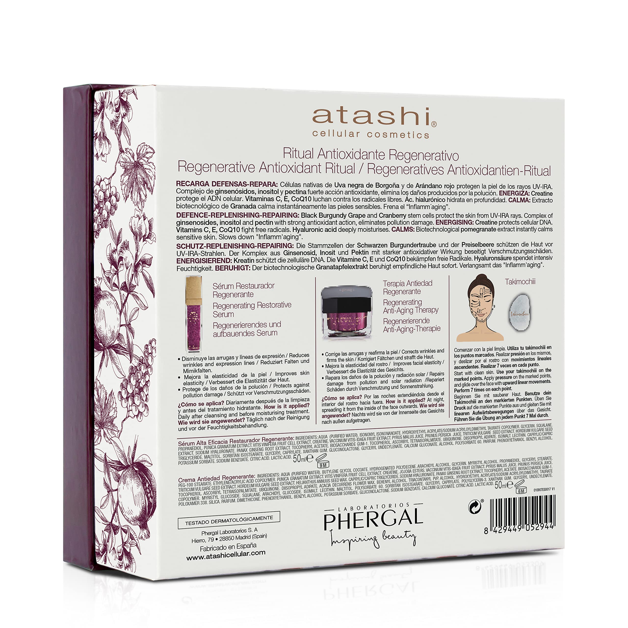 Atashi Cofre Antioxidante Sérum, Crema y Piedra Jade Facial Regalo | Rutina antioxidante para ayudar a iluminar, revitalizar y proteger la piel frente al envejecimiento