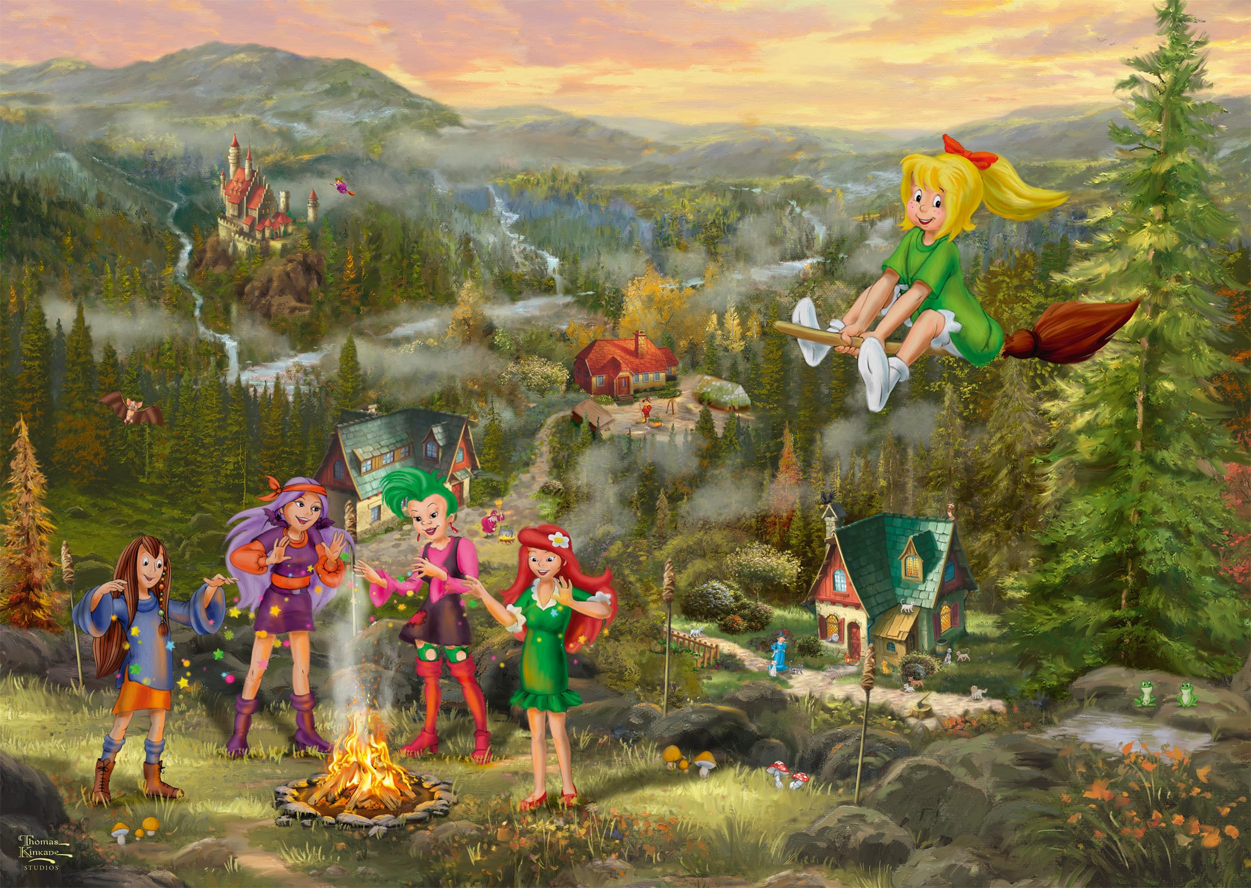 Schmidt Spiele Thomas Kinkade 58424-Puzzle da 1000 pezzi, soggetto: Bibi Blocksberg, serie Junghexentreffen, 58424