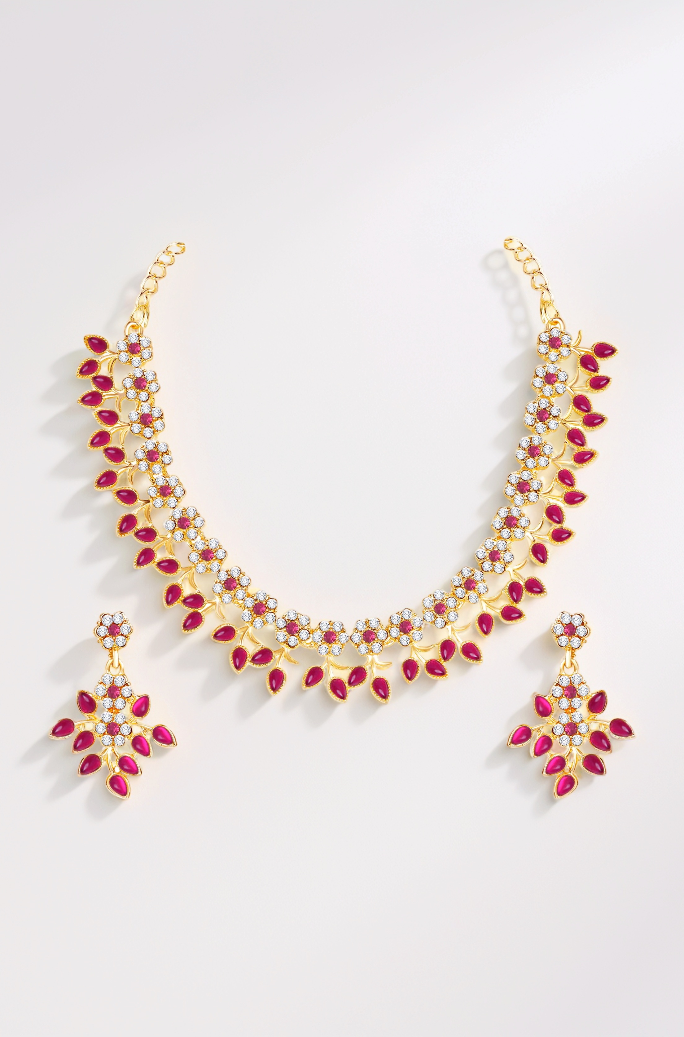 Crystal Necklace Jewellery Set with Earrings | Best Suited for Party, Wedding, and Festive Occasions for Women