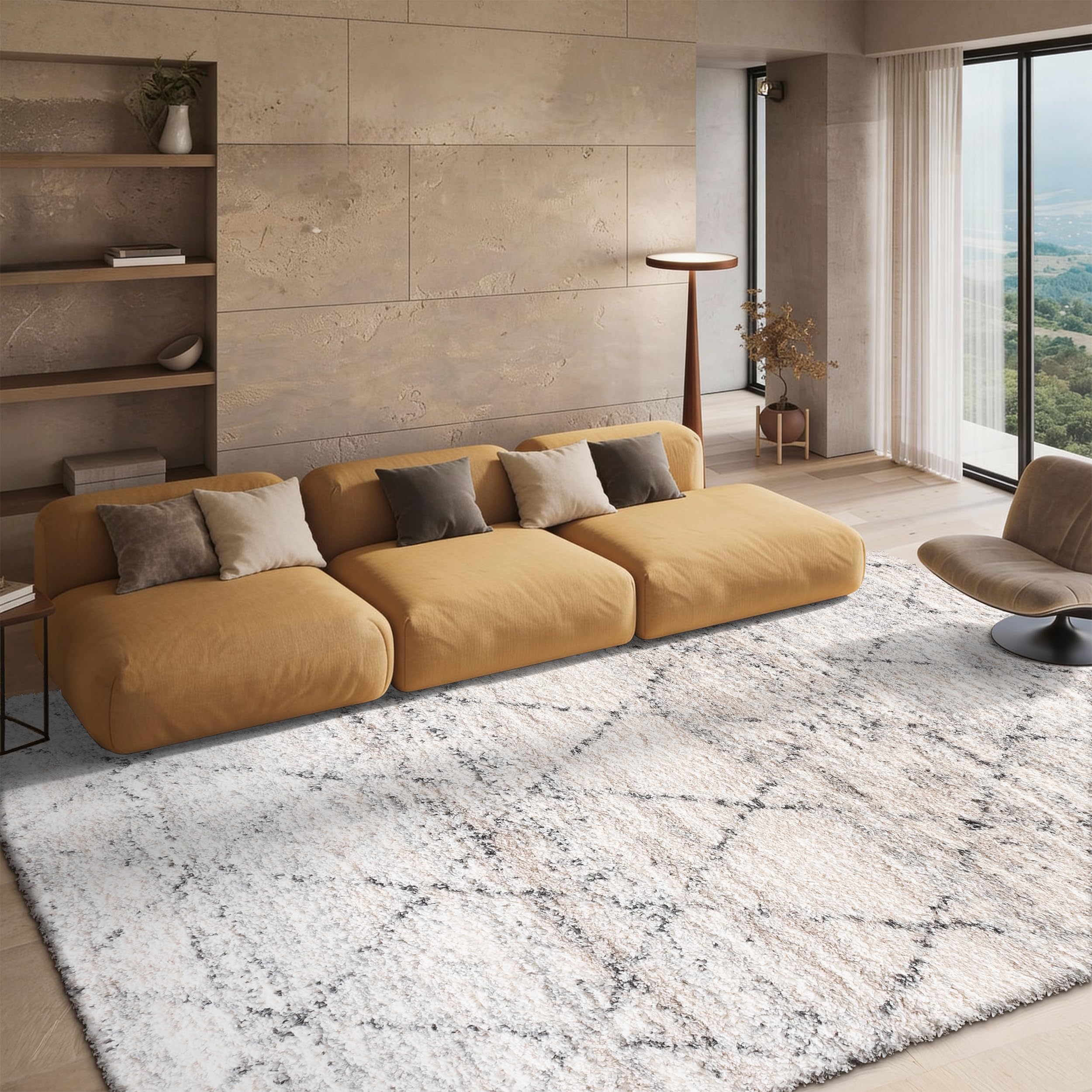 Safavieh Tapis Shag pour Salon, Salle à Manger, Chambre à Coucher - Fontana Shag Collection, Tapis à Poil Court, Gris, 244 X 305 cm