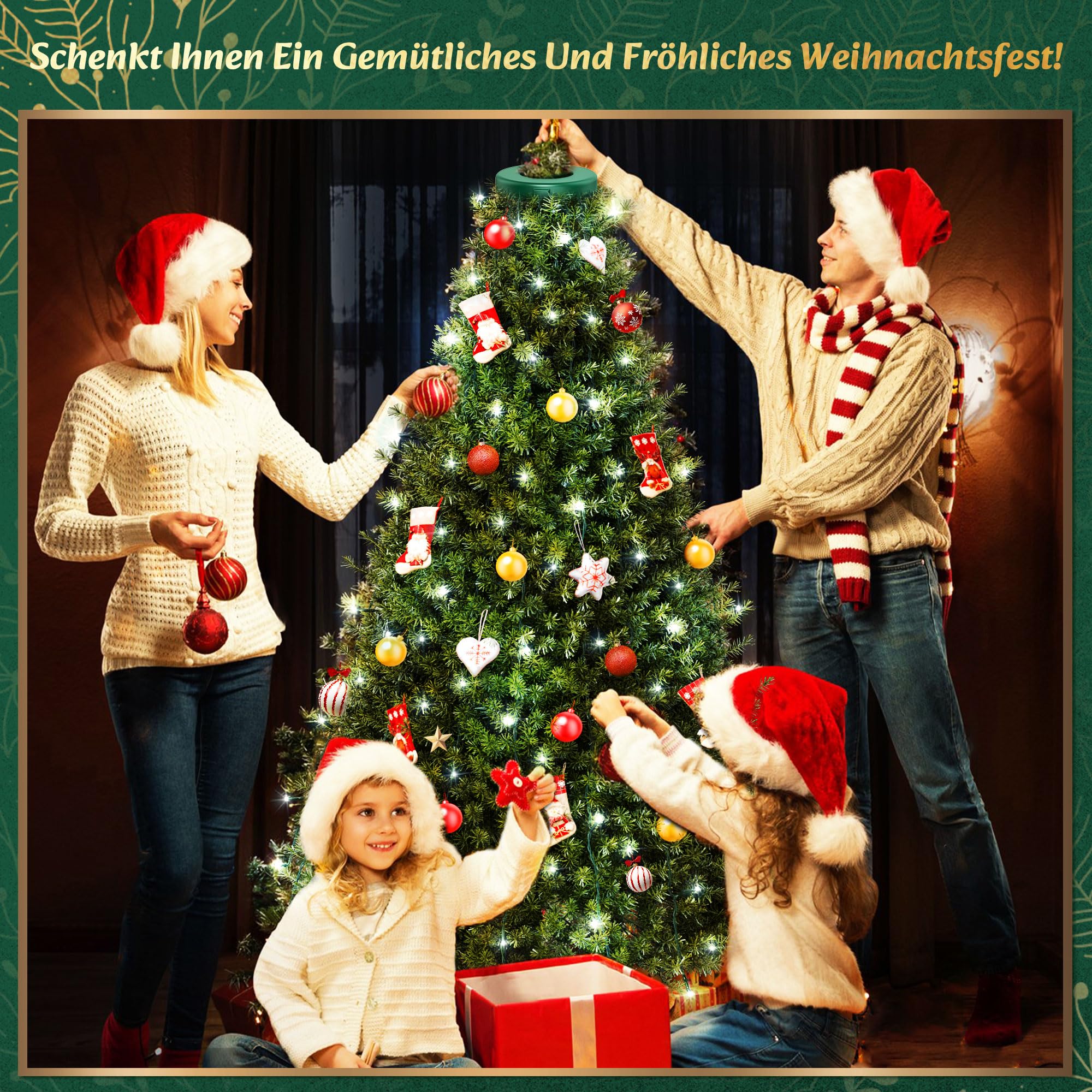 Lichterkette Weihnachtsbaum mit Ring Weiß 400er LED Christbaumbeleuchtung mit 16 Stränge 2m Tannenbaum Lichterketten Weihnachtsbeleuchtung Lichternetz für 110cm-240cm, Weihnachten und Partys