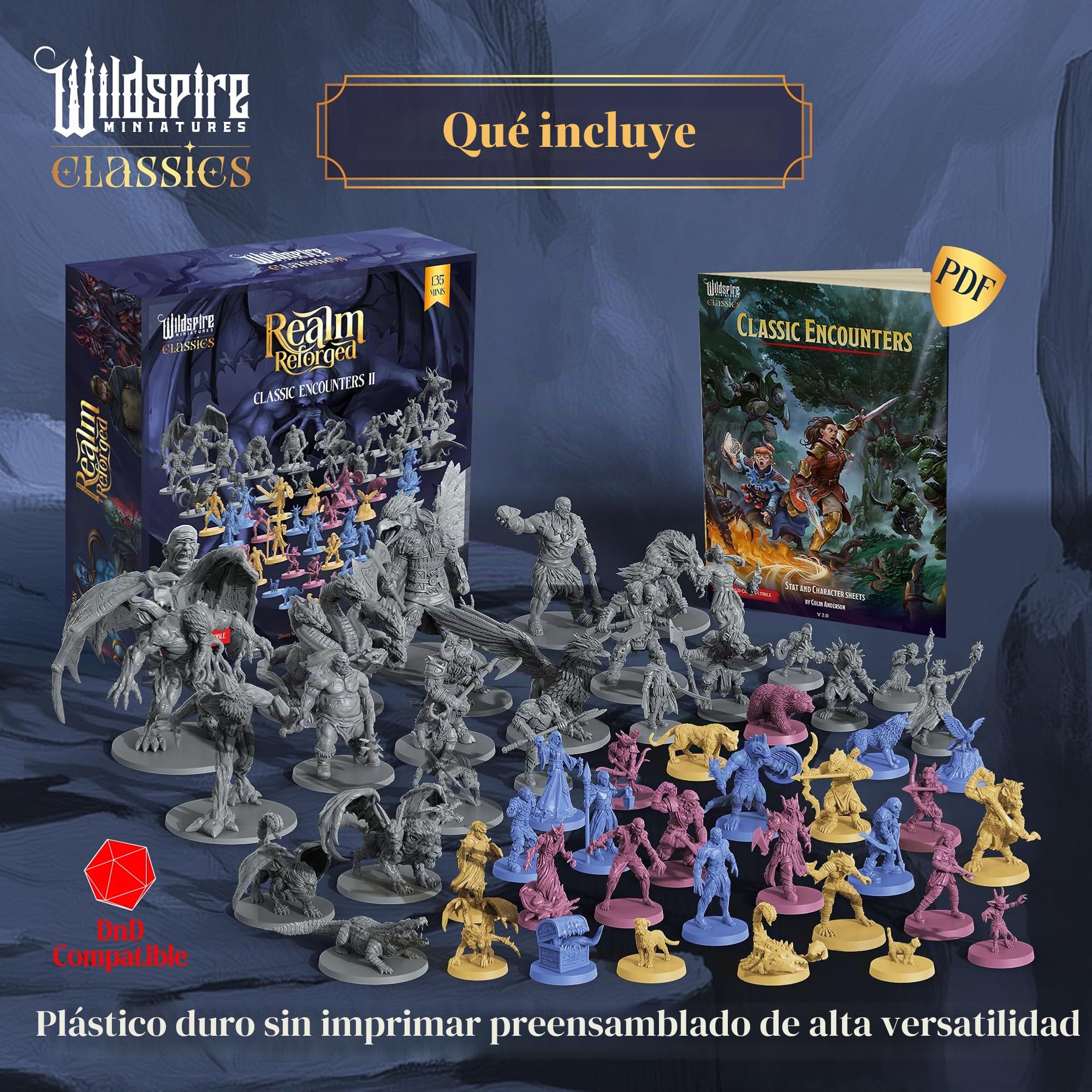 Classic Encounters II - 135 monstruos y encuentros para miniaturas DND a granel y Dungeons & Dragons | Minis DND sin pintar de 28 mm | Figuras de D&D miniaturas para juegos de mesa RPG | Pathfinder I