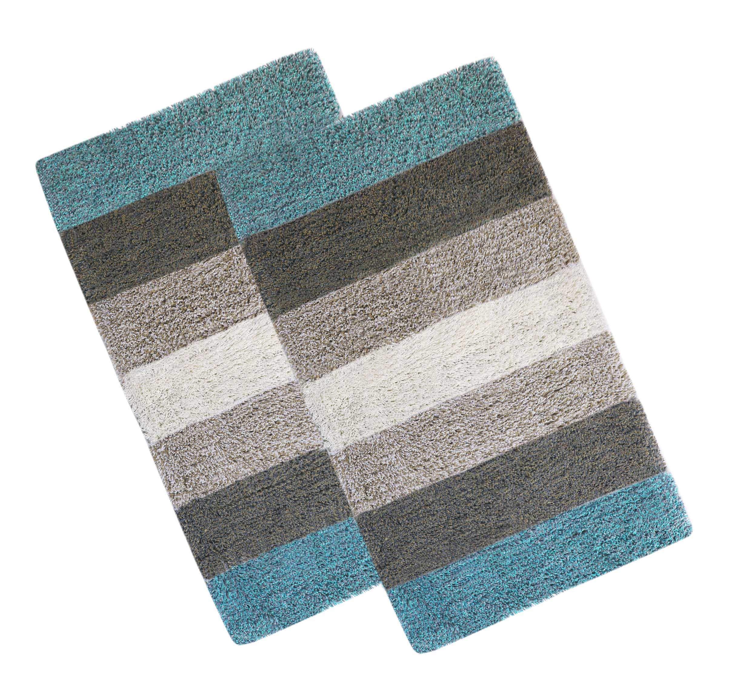Grey Cotton Stripes Bathmats - Absorbent & Non-Slip -13