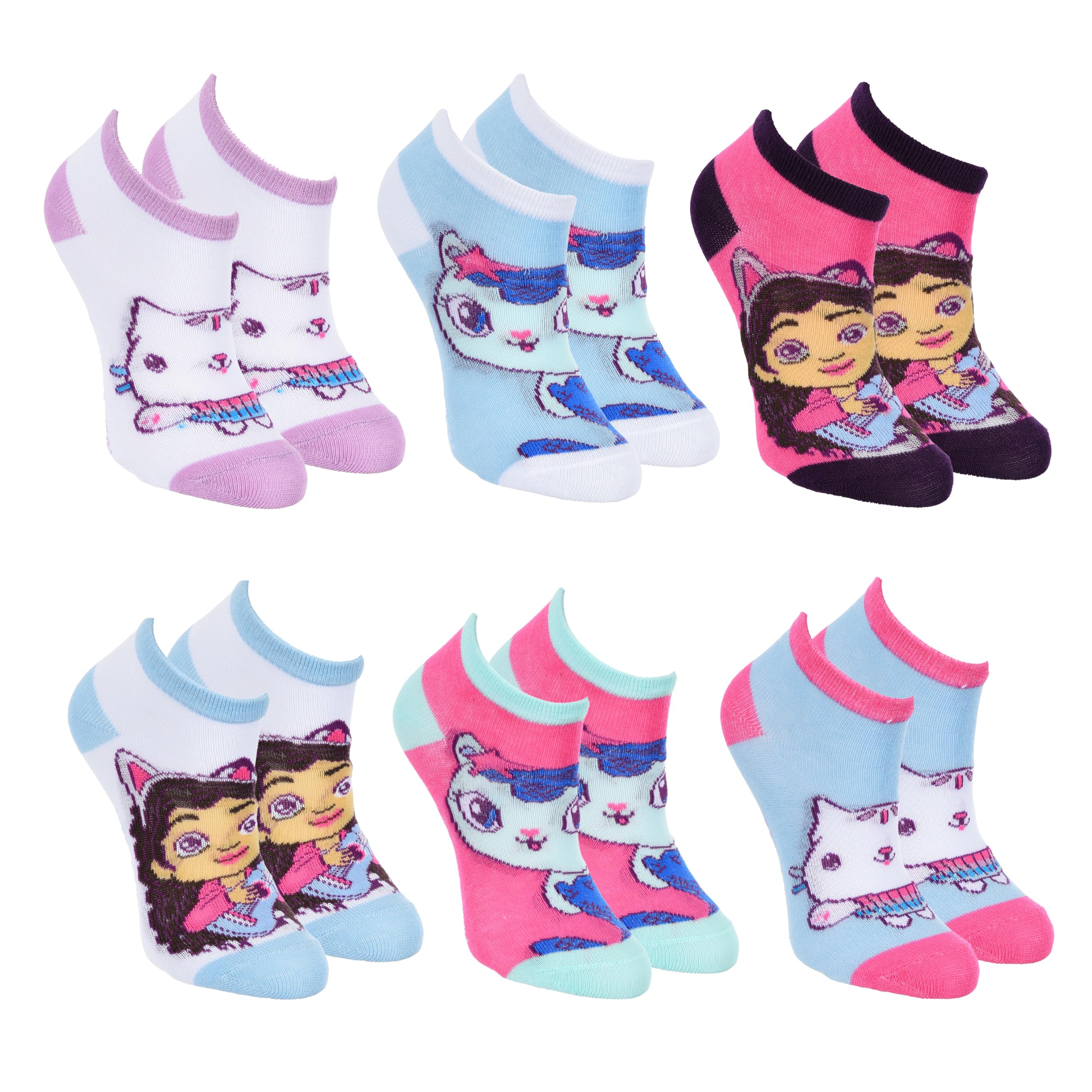 Gabby's Doll House Chaussettes pour Fille, Lot de 6 Paires de Chaussettes Courtes Classiques en Coton, Tailles EU 23 à 34