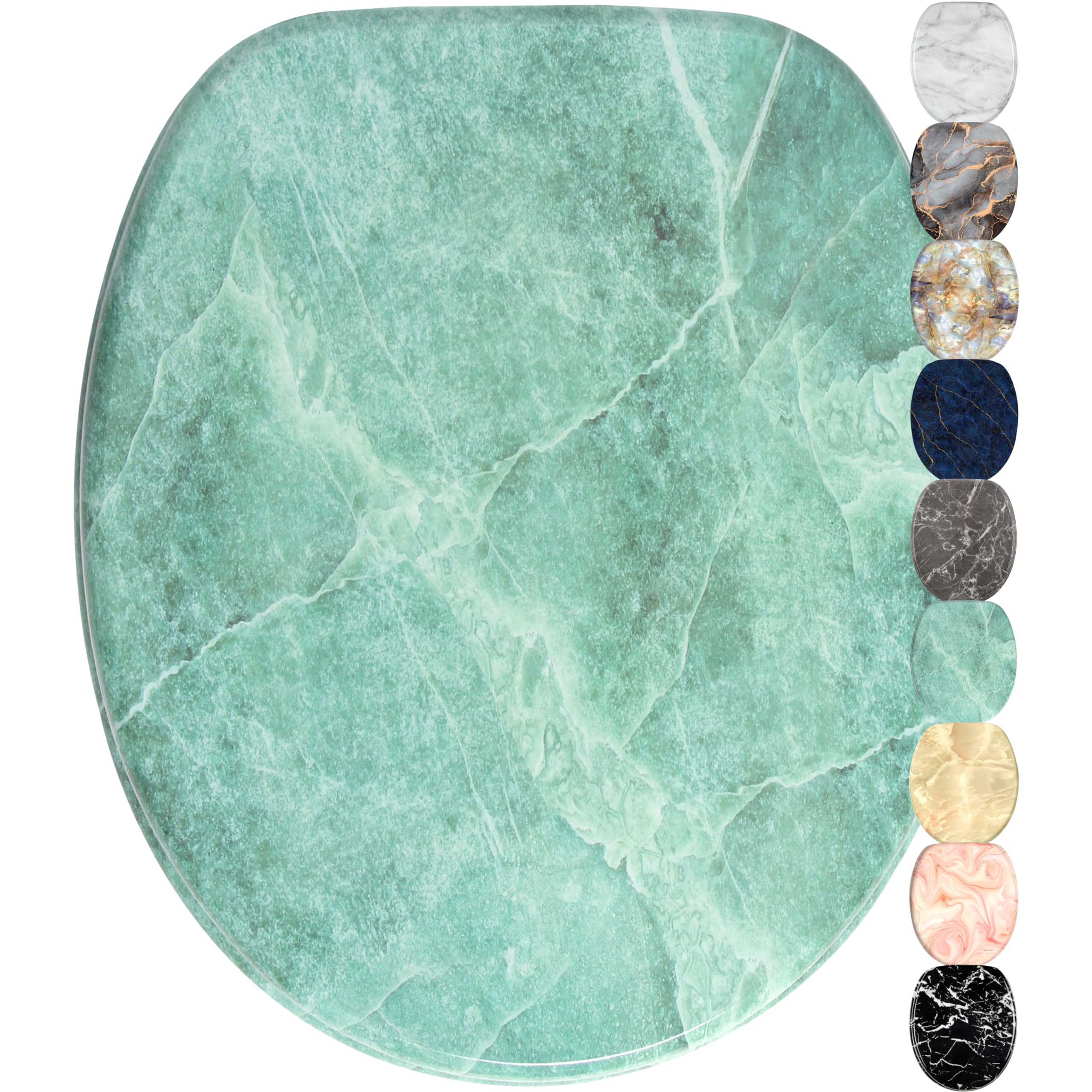 Sanilo Marble Green Soft Close Toilet Seat, Wide Choice Of Marble Toilet Seats, Stable Hinges, Easy To Mount (Marble Green)