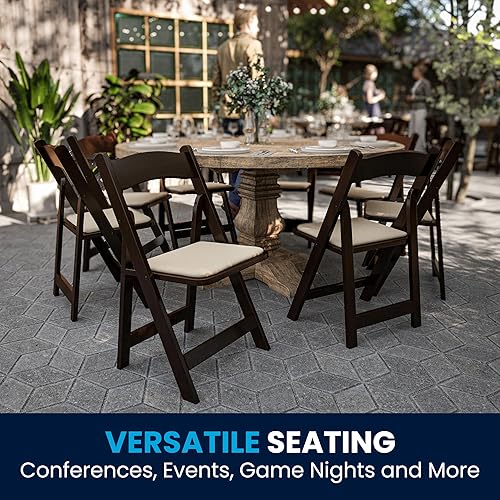 Miniatura 7 de Flash Furniture 2 Pack HERCULES Series Silla plegable de madera Fruitwood con asiento acolchado de vinilo