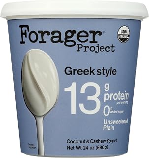 Forager Project Organic Plain Greek Cashew Yogurt - Dairy-Free, 10g Protein, Unsweetened, Thick & Creamy 24oz