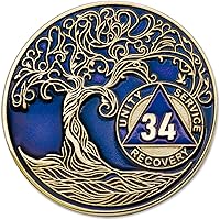 Vista 51 de Medallón AA de 5 años – Árbol de la Vida trenzado chapado en oro AA Chip de recuperación – morado