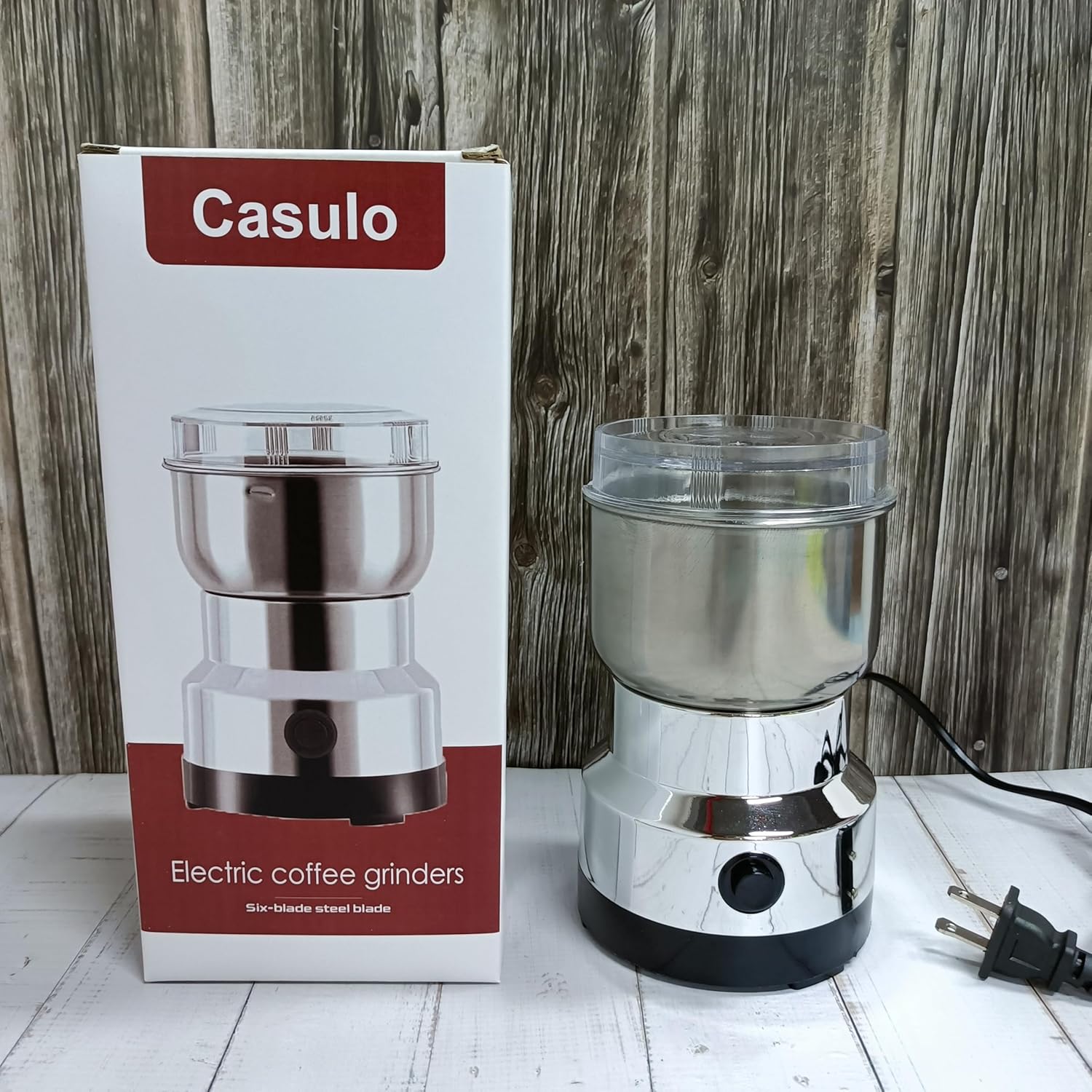 Casulo Coffee Grinder, Electric Mill, 6 blade Precise Grind Settings, Precision Timer, for Espresso, Drip and French Press