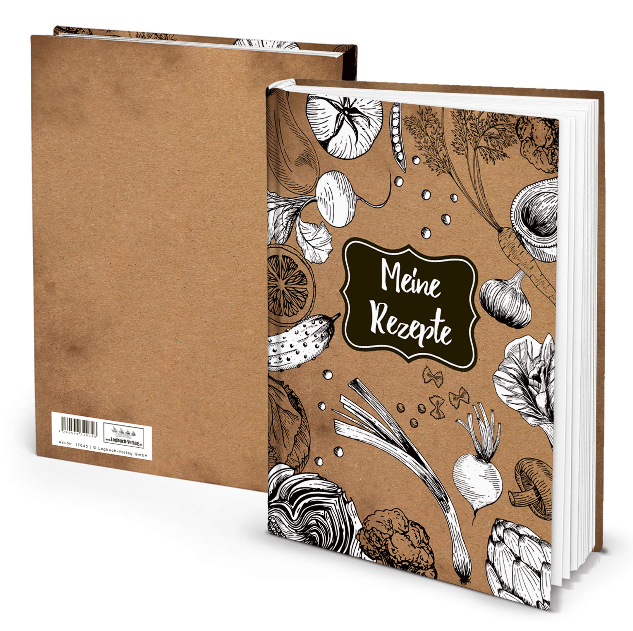 Libro De Recetas XXL Con Tapa Dura - DIN A4, 164 Páginas Numeradas, Índice, Efecto Piel Retro