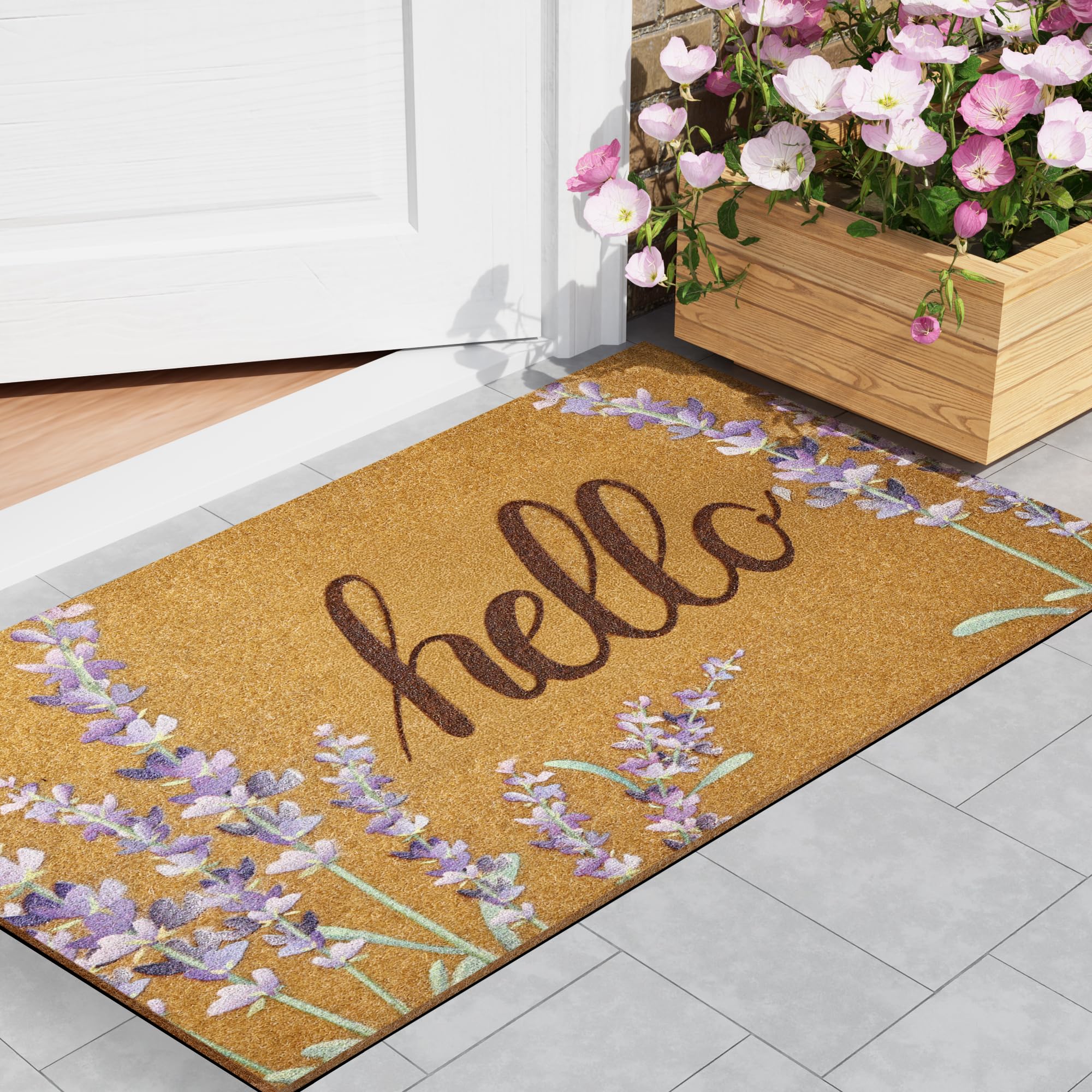 Door Mat Welcome Outdoor Mat: Artificial Coir Doormat for Outdoor Outside Indoor Entrance - Front Door Mat Non-Slip Backing Durable Fall Mat for Home