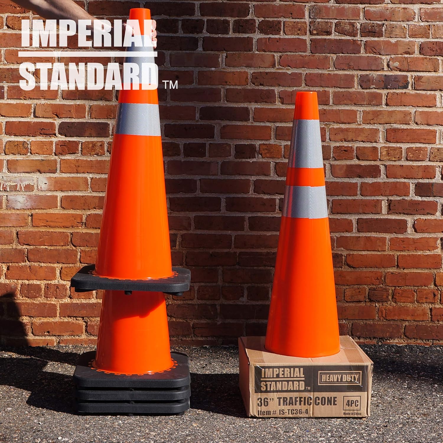Traffic Cones - Safety Cones - 36" Orange Cones with 2 Reflective Collars - Construction Cones - Road Cones - Parking Cones - Street Cone (4 pack)
