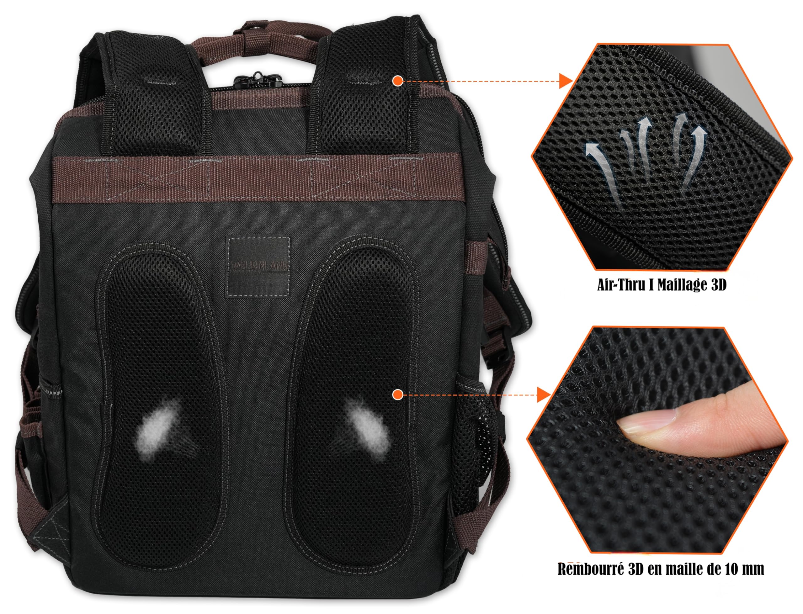 WELKINLAND Sac à dos d’outils HAVC en toile cirée à 88 poches, sac à dos d’outils pour électricien robuste, sac à dos d’outil pour technicien à ouverture supérieure, sac à dos d’outils pour la