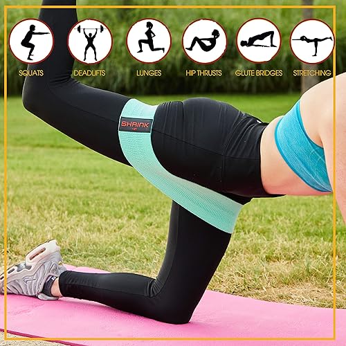 Miniatura 6 de Shrink Juego de 3 bandas de resistencia de tela, bandas de resistencia para gimnasio, bandas de resistencia para entrenamiento, bandas de glúteos y