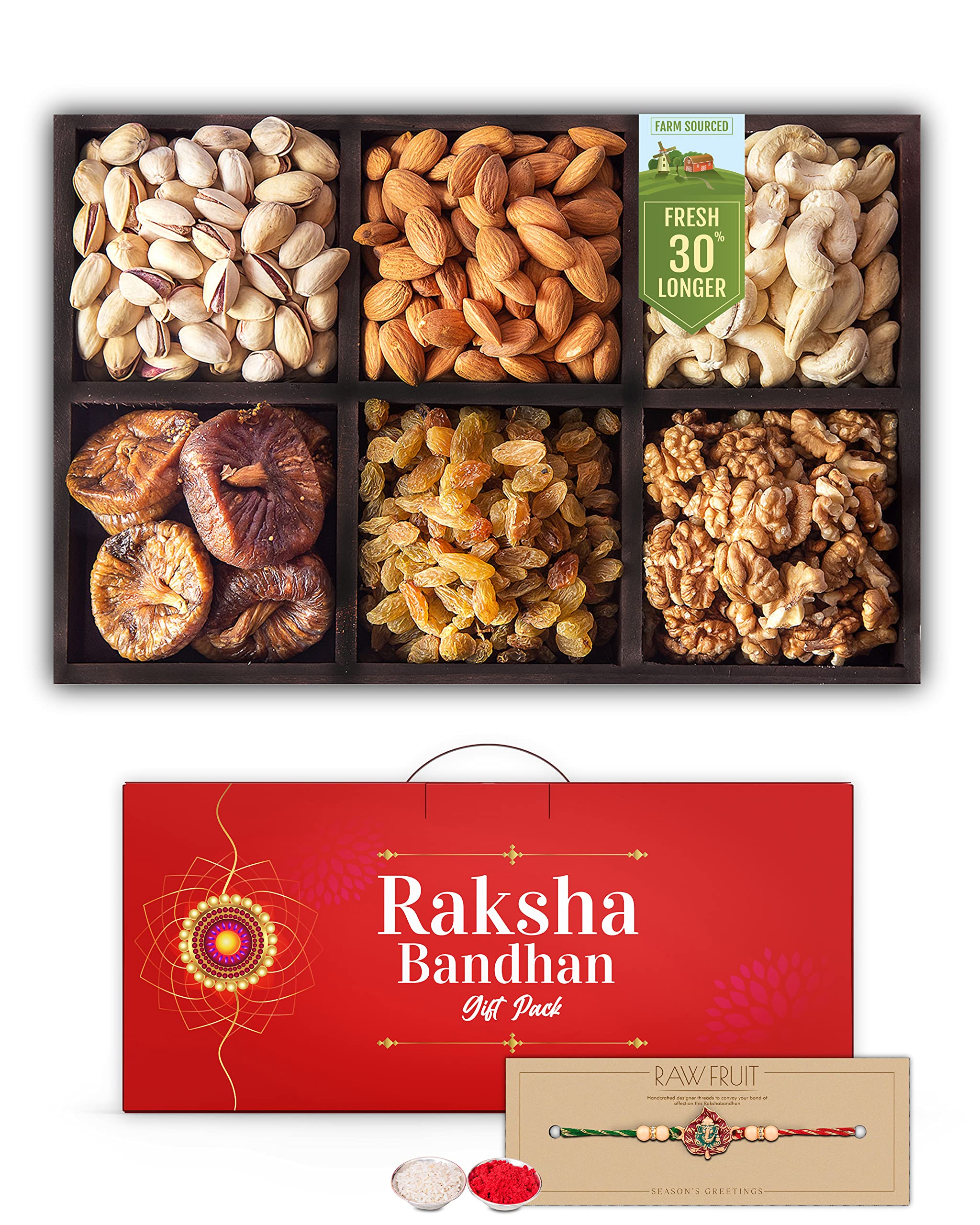Hyperfoods® Rakhi Gift Hamper For Brother Dryfruits Gift Box Rakhi Gift Set For Brother Rakhi Dry Fruits Combo Pack Dry Fruits Pack Of 6 Cashew Almond Raisins-image-33