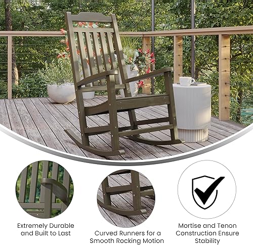 Miniatura 5 de BizChair Mecedora de poliresina para todo tipo de clima en caoba