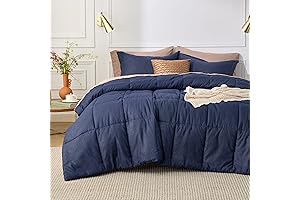 Bedsure Twin/Twin XL Size Comforter Set with Navy Blue Basket Weave