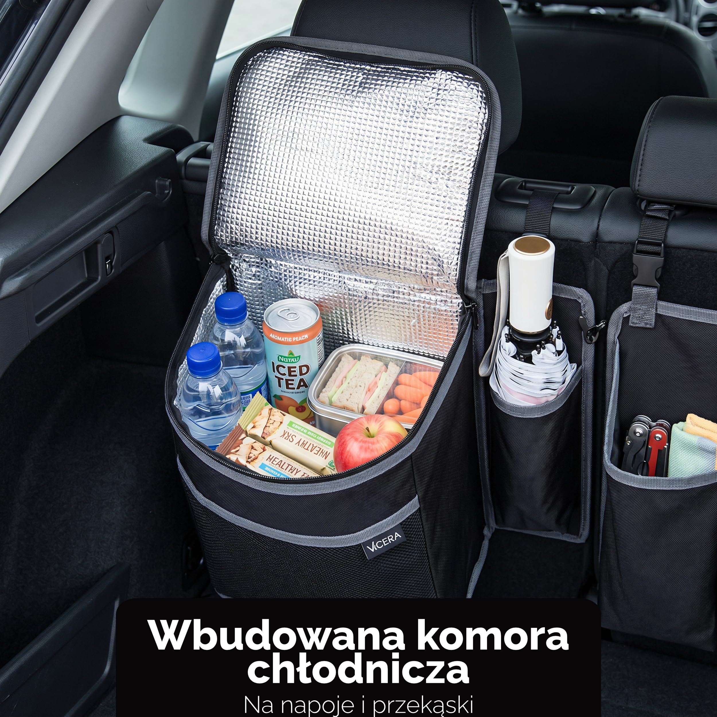 Vicera Organizer do bagażnika samochodowego z rzepem • torba do bagażnika z dzielonymi modułami i zintegrowaną torbą chłodzącą • do przechowywania i przechowywania