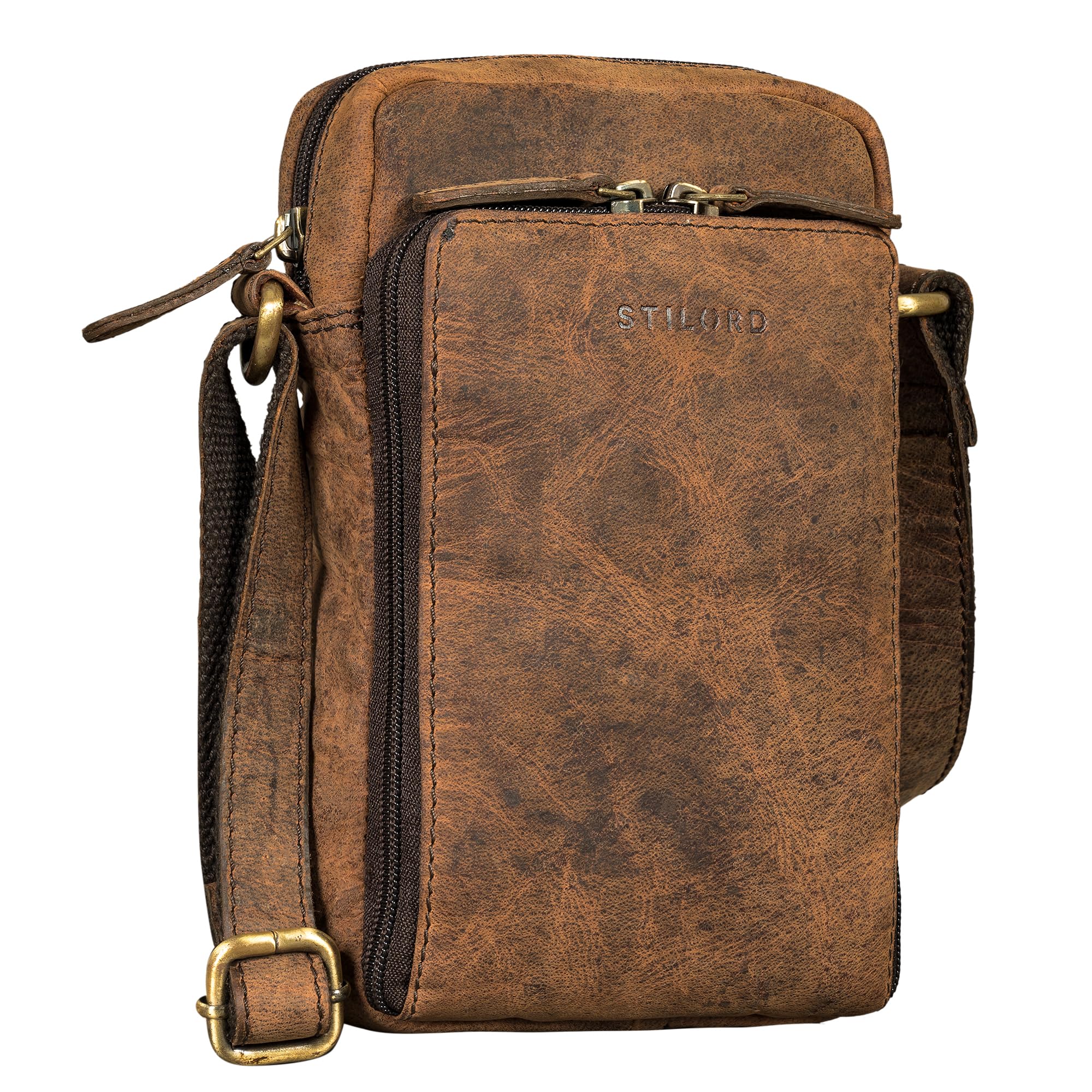 STILORD 'Luigi' Petite Sacoche Homme Bandouliere Cuir Sacs à Main pour Smartphone jusqu'à 6,5 Pouces Petit Sac Porté Epaule Pochette Homme Cuir Véritable