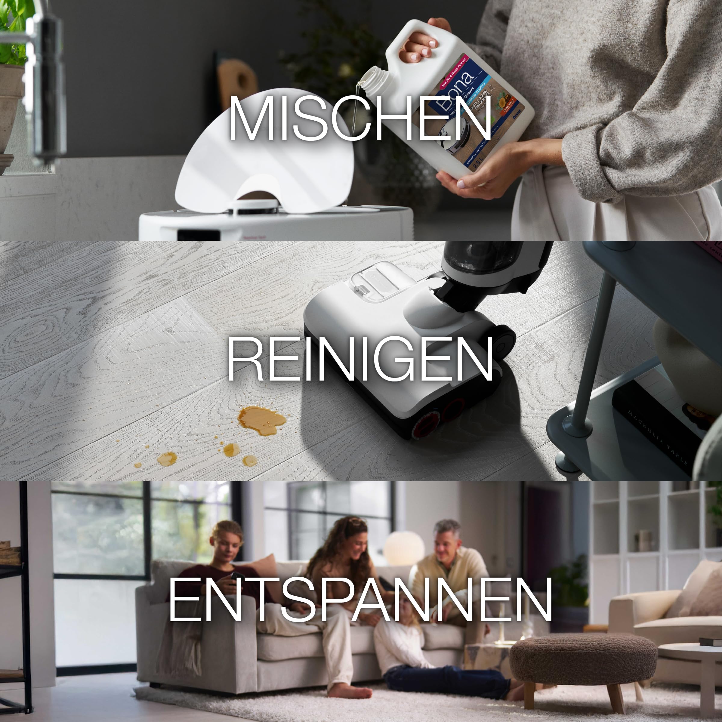 Bona Wischroboter Reinigungsmittel Bodenreiniger 2,5 L Parkettreiniger | Wischroboter & Saugroboter, Nass- & Trockensauger, Holzboden Konzentrat, Saugwischer Reinigungsmittel, Zedernholz-Duft