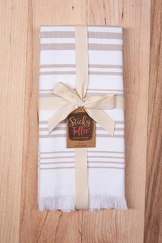 Miniatura 6 de Sticky Toffee Juego de toallas de mano de algodón blanco para baño, toallas de mano decorativas suaves y absorbentes, toallas modernas de rayas