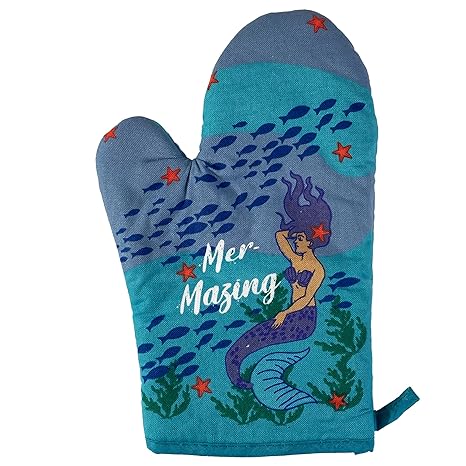 Crazy Dog T-Shirts Mer-Mazing Oven Mitt Funny Mermaid Ocean Sea Mystical Kitchen Glove (Oven Mitts)