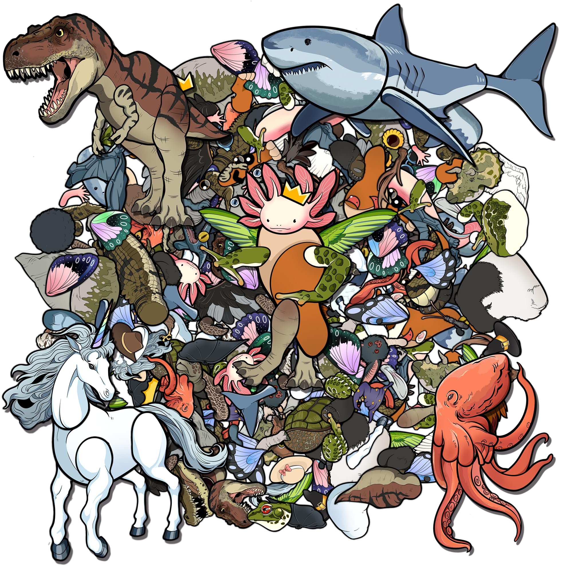 EGNGY 447 Pcs Cryptid Monster Stickers Kit, 21 Sheets of 9"x11" Make Your Own Animal Mix and Match Stickers, Funny Animal Sticker Crafts for Rewards and Party Favors