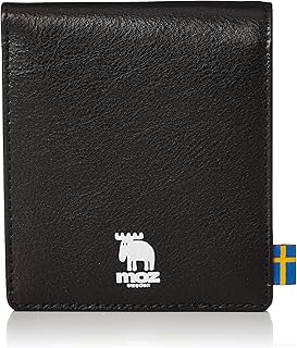 [モズ] moz(モズ) 本革 二つ折り財布 レザー 小銭入れ スナップボタン メンズ レディース 財布 北欧 No.86110 (ブラック)