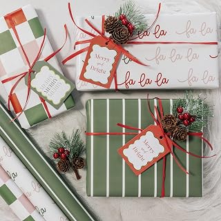 Beautiful Christmas Gift Wrapping Paper Rolls For Small & Medium Size Gifts - Set of 3 Quality Paper Rolls With Cute Designs - Add a Touch of Magic to Every Gift You Wrap - 17 in x 120 in Per Roll