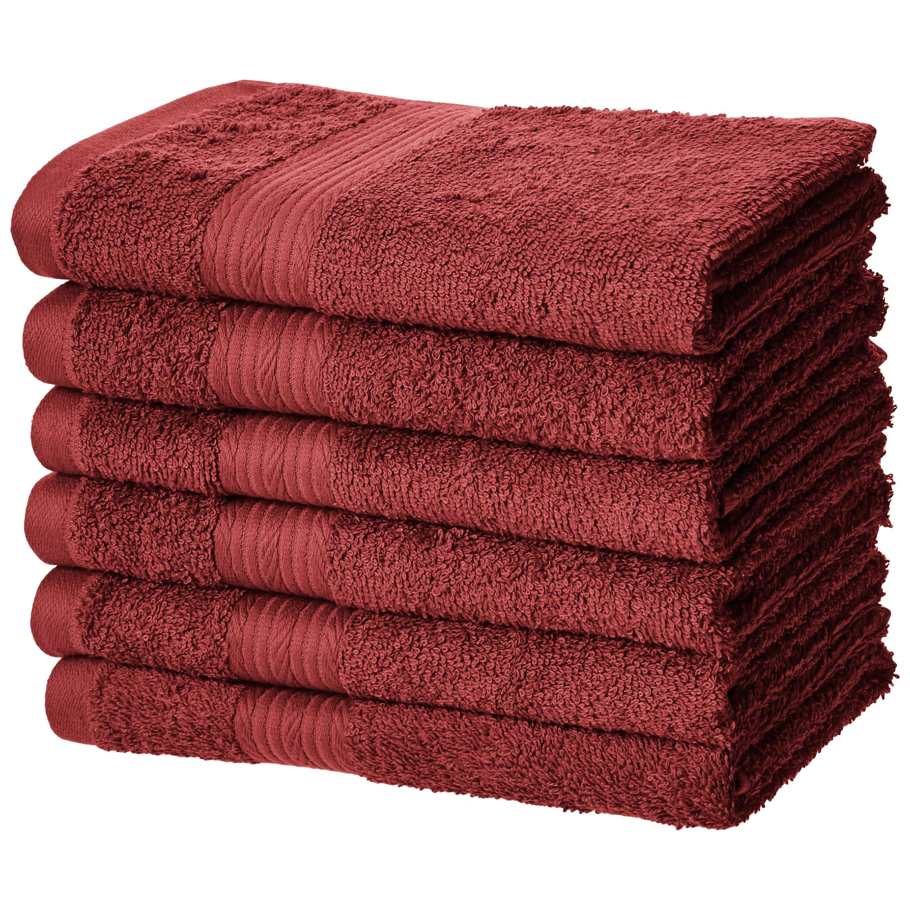 AmazonBasics Cotton Hand Towel 500 GSM (Set of 6, Red)