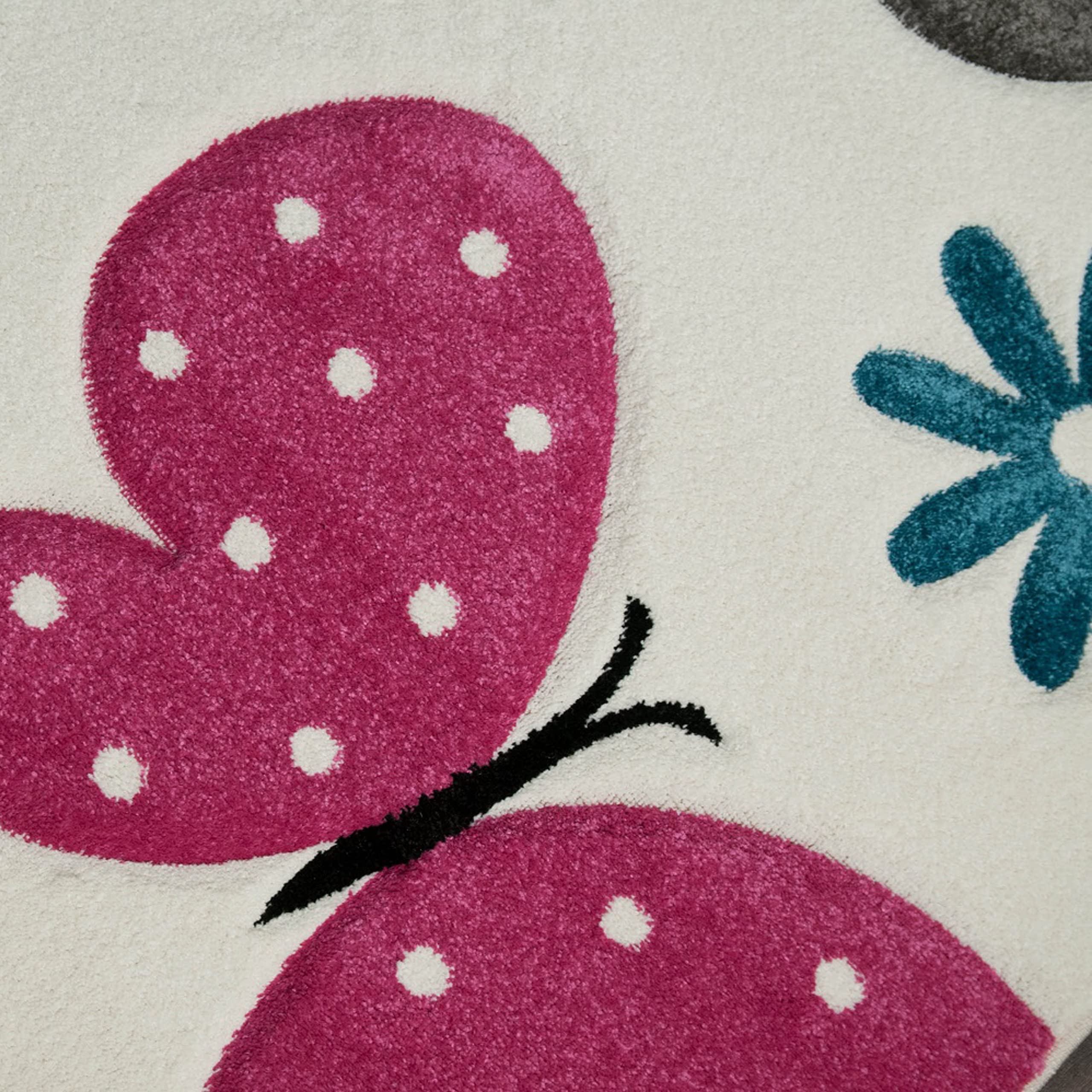 CARPETIA Alfombra de Mariposas Coloridas para Habitaciones Infantiles - Apta para alérgicos - Crema, 80 x 150 cm