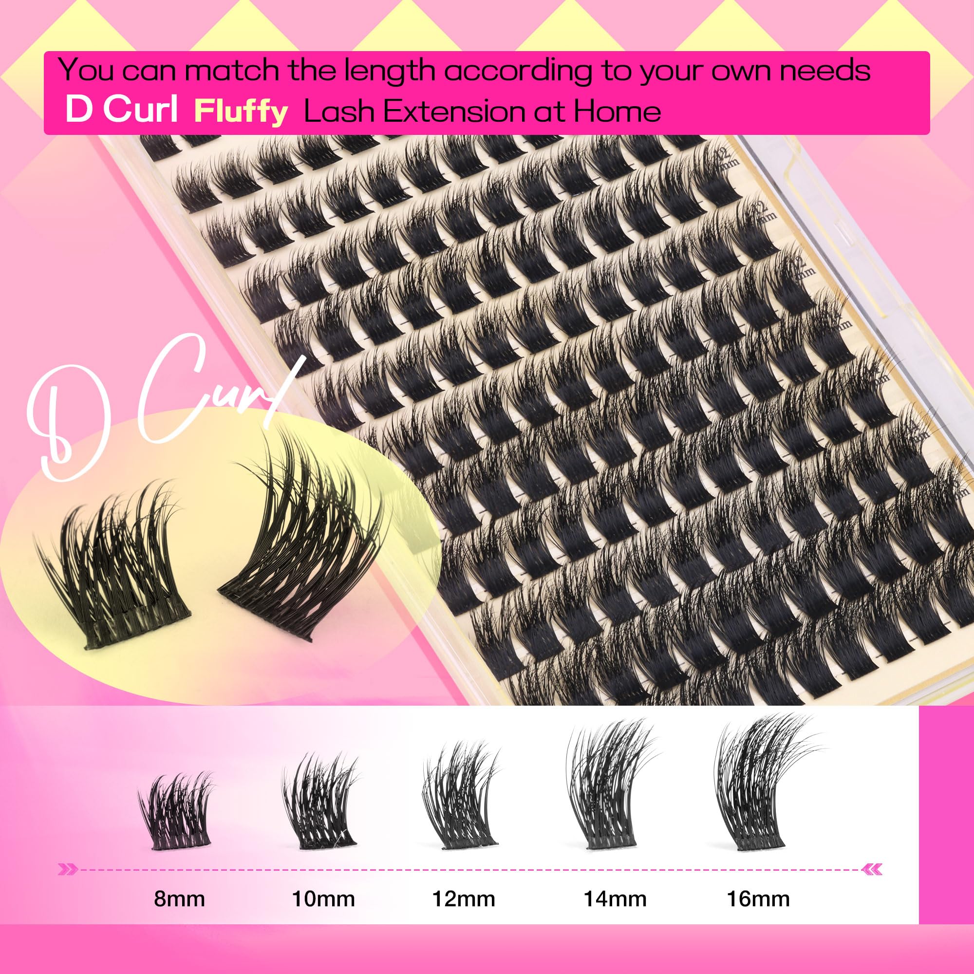 FANXITON DIY Individual Eyelash Extension Kit, Thick Volume Lash Clusters 40D+50D D Curvature, 280 Pieces Thin Band Cluster Lashes with Bond and Seal Tweezers: Lash Clusters Kit Fluffy Natural Lash Extension Thick Cluster Lashes 8-16mm Clusters Eyelash Extensions Wispy Individual Lashes Eye Lash Clusters with Lash Bond and Seal Tweezers Eyelash Extension Kit