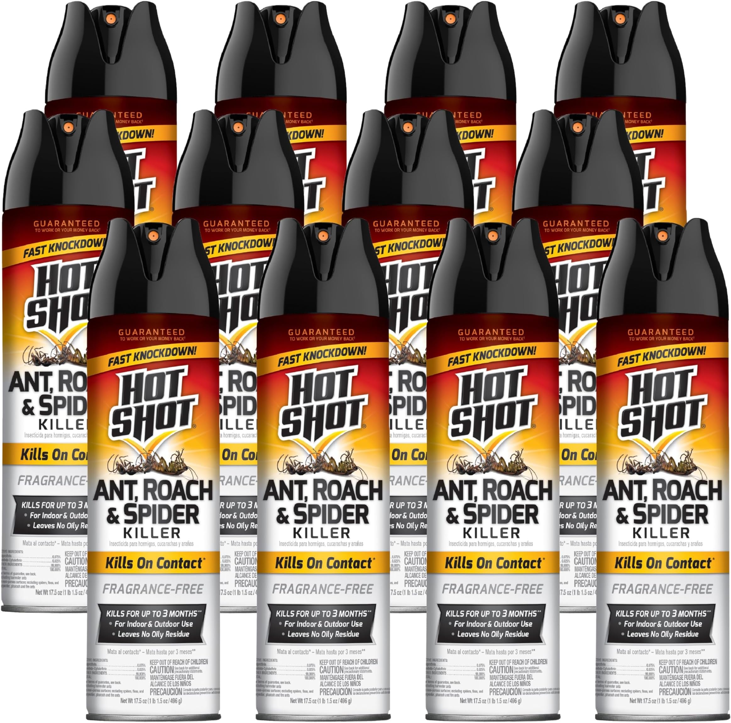 Ant, Roach And Spider Killer, 17.5 Ounces, Fragrance-Free Formula Kills Ants, Roaches, Spiders And Other Listed Insects On Contact, Pack of 12