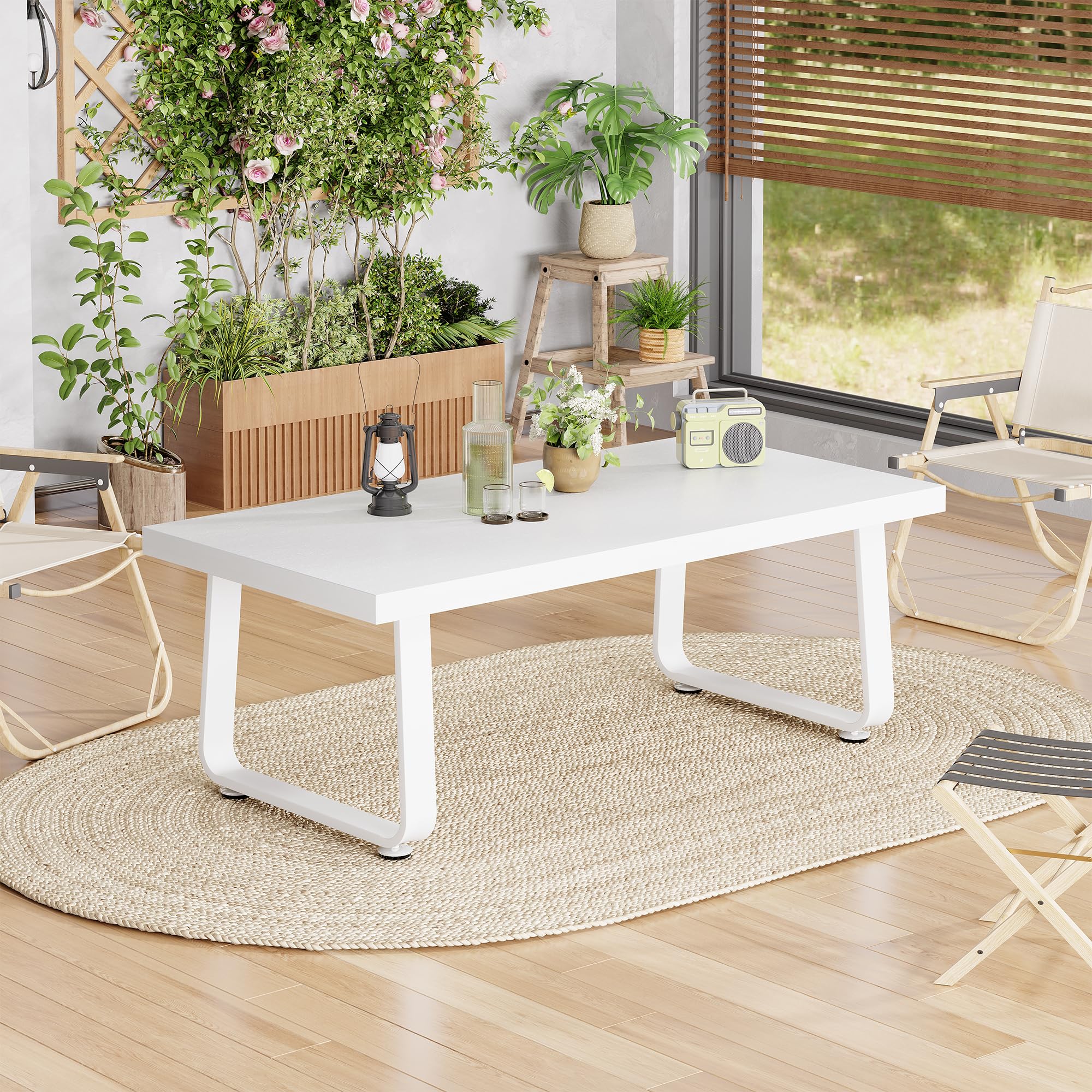 HSH Couchtisch Weiß, Wohnzimmertisch aus Holz Metallgestell, Sofatisch, Tisch, Beistelltisch, Kaffeetisch, Couchtisch Klein für Wohnzimmer, Teetisch aus Holz, Modern,Weiß 100B x 55T x 46.5H cm