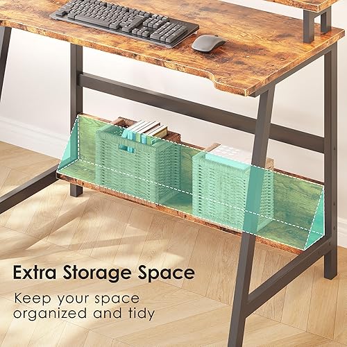 Miniatura 5 de ALISENED Escritorio de oficina pequeño de 31.5 pulgadas con almacenamiento, escritorio pequeño para espacios pequeños, escritorio compacto de