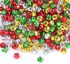 200 Pieces Jingle Bells 3/5Inch Craft Bell Bulk for Christmas Home and Pet Decorations (4 Colors)