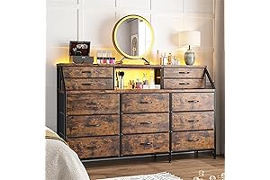 EnHomee 55" Unique Dresser with 13 Large Drawers for Bedroom: The Epitome of Storage Versatility