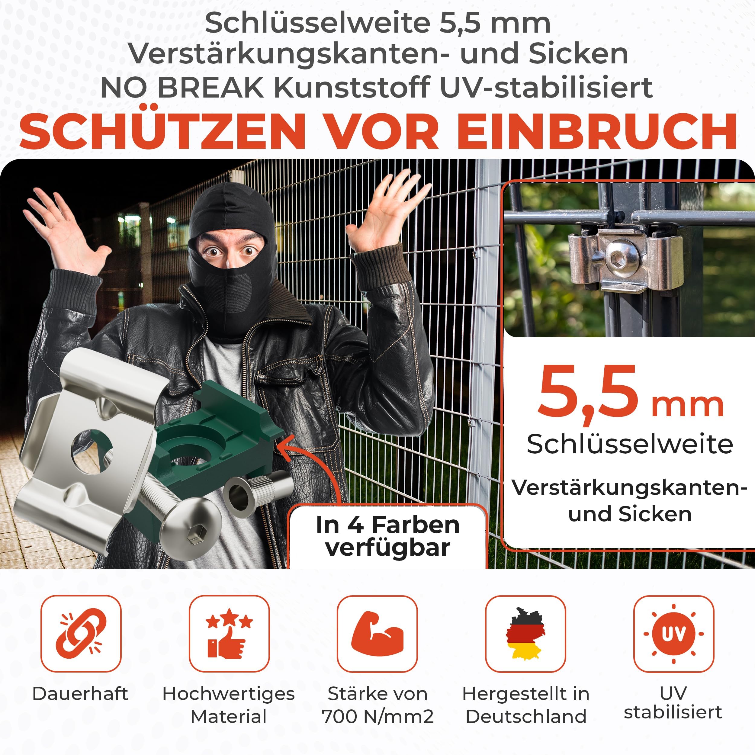 30x Doppelstabmattenzaun Komplettset Butterfly, 40mm, Schwarz 9005 | durch Russanteil zusätzlich widerstandsfähig, liefert alle Teile für eine Verbindung, spart Zeit gegenüber Einzelkauf