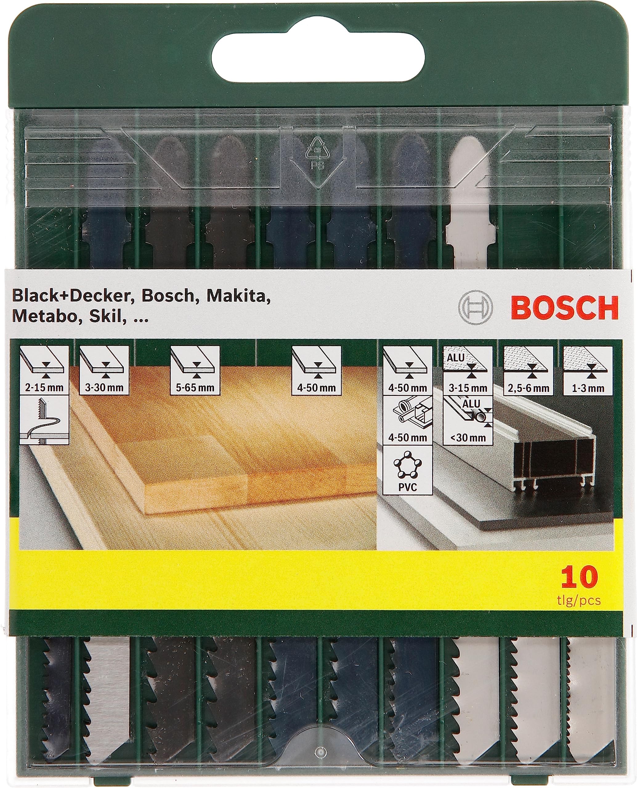 Ens. 15 lames de scie sauteuse à bois et métal, avec boîtier Bosch main image 1