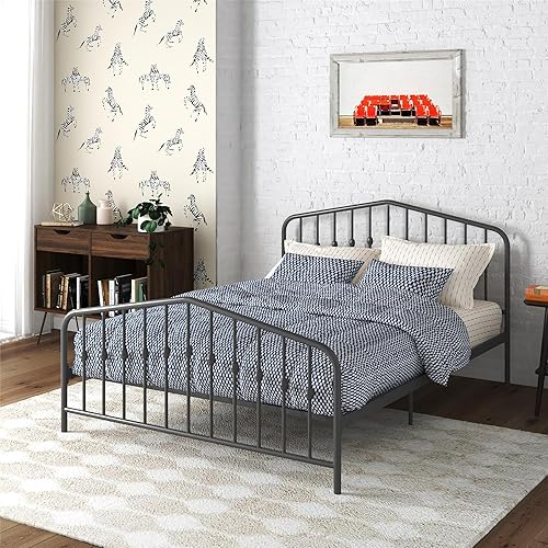 Novogratz Bushwick - Cama de metal diseño moderno Metal gris
